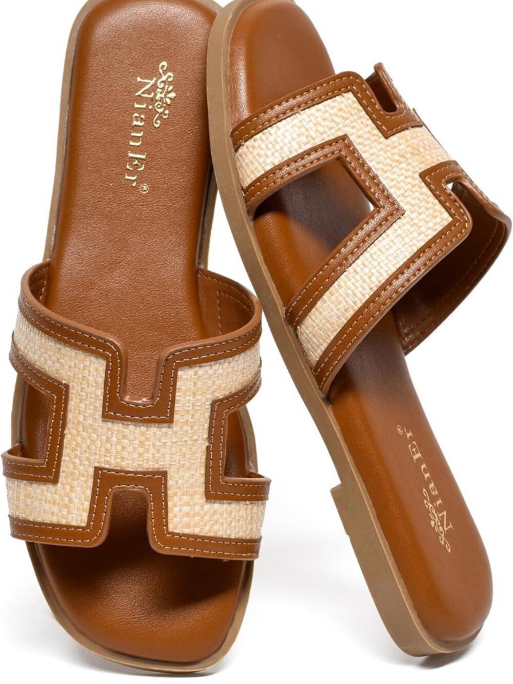 Stylish Women's Microfiber Leather Memory Foam H Sandals - Summer Slide Shoes
